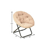 33" Champagne and Black Tufted Faux Fur and Metal Folding Lounge Chair - HomeRoots - Flyclothing LLC