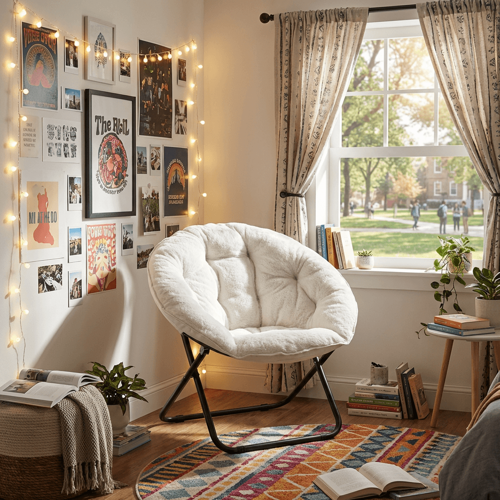33" White Tufted Faux Fur and Metal Folding Lounge Chair - HomeRoots - Flyclothing LLC