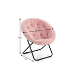 33" Pink Tufted Faux Fur and Metal Folding Lounge Chair - HomeRoots - Flyclothing LLC