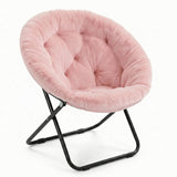 33" Pink Tufted Faux Fur and Metal Folding Lounge Chair - HomeRoots - Flyclothing LLC