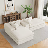 67" White Corduroy Left Hand Facing Chaise Lounge Chair - HomeRoots - Flyclothing LLC