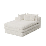 67" White Corduroy Left Hand Facing Chaise Lounge Chair - HomeRoots - Flyclothing LLC