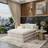 67" White Corduroy Left Hand Facing Chaise Lounge Chair - HomeRoots - Flyclothing LLC