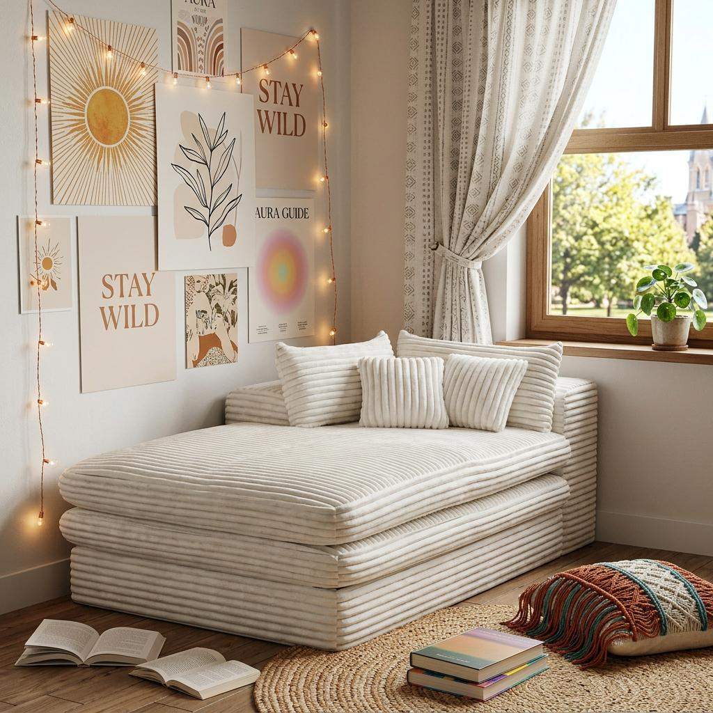 67" White Corduroy Left Hand Facing Chaise Lounge Chair - HomeRoots - Flyclothing LLC
