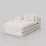 67" White Corduroy Left Hand Facing Chaise Lounge Chair - HomeRoots - Flyclothing LLC