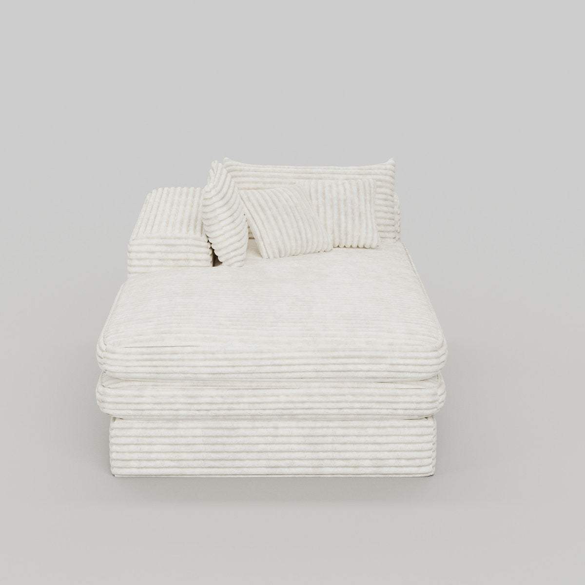 67" White Corduroy Left Hand Facing Chaise Lounge Chair - HomeRoots - Flyclothing LLC
