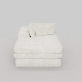67" White Corduroy Left Hand Facing Chaise Lounge Chair - HomeRoots - Flyclothing LLC