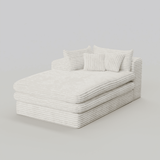 67" White Corduroy Left Hand Facing Chaise Lounge Chair - HomeRoots - Flyclothing LLC