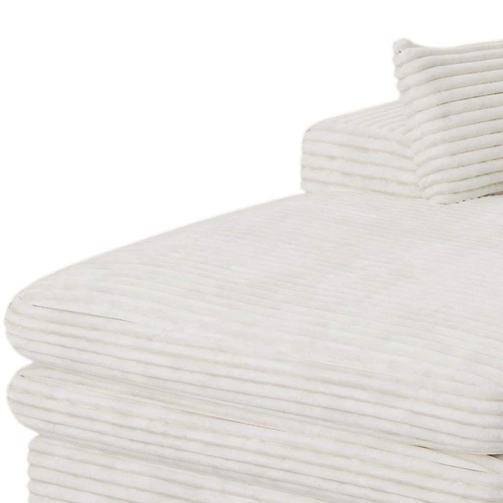 67" White Corduroy Left Hand Facing Chaise Lounge Chair - HomeRoots - Flyclothing LLC