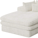 67" White Corduroy Left Hand Facing Chaise Lounge Chair - HomeRoots - Flyclothing LLC