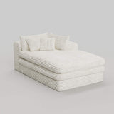 67" White Corduroy Right Hand Facing Chaise Lounge Chair - HomeRoots - Flyclothing LLC