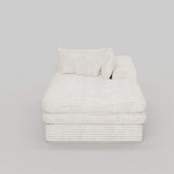 67" White Corduroy Right Hand Facing Chaise Lounge Chair - HomeRoots - Flyclothing LLC