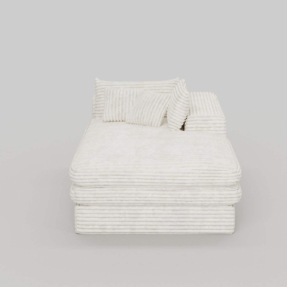 67" White Corduroy Right Hand Facing Chaise Lounge Chair - HomeRoots - Flyclothing LLC