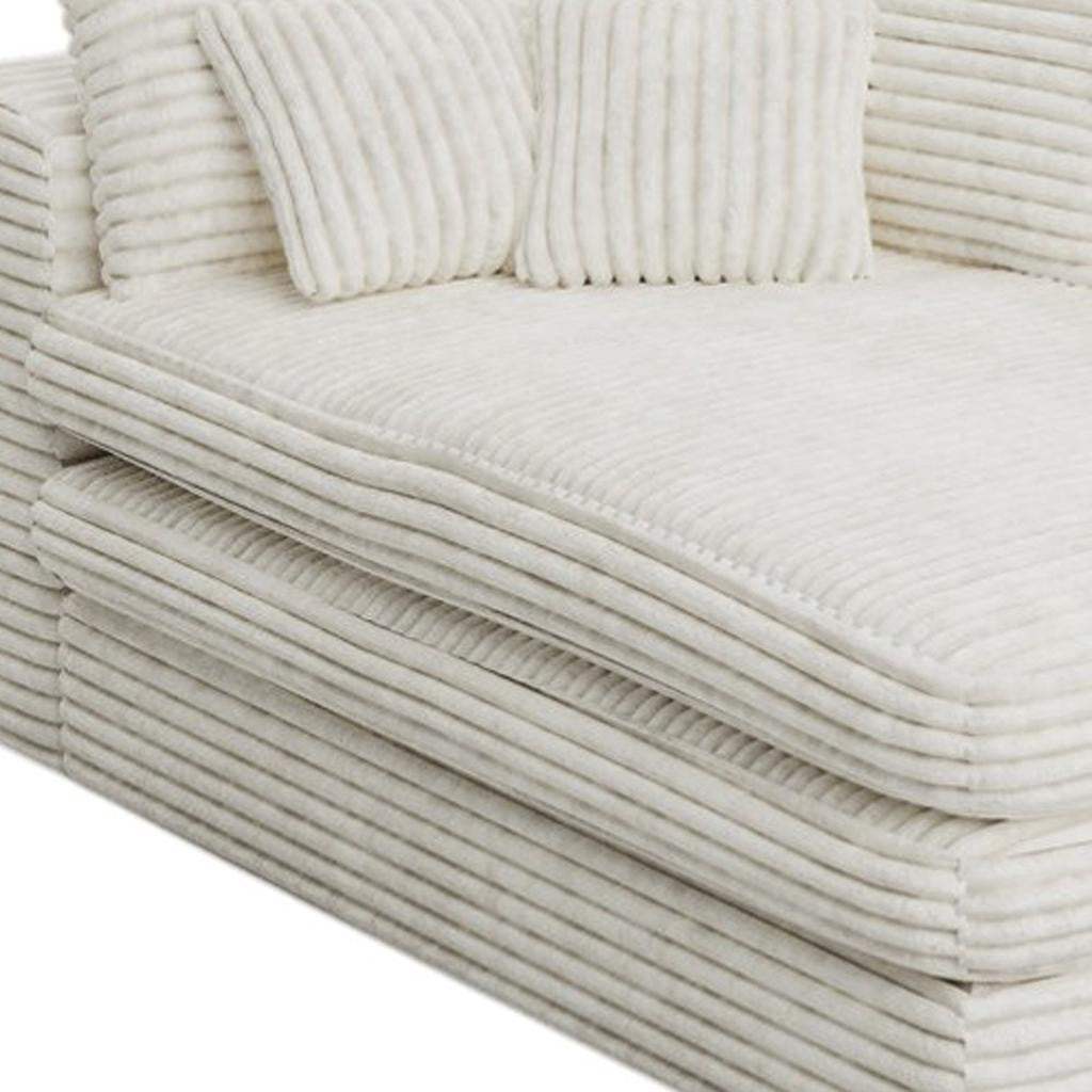 67" White Corduroy Right Hand Facing Chaise Lounge Chair - HomeRoots - Flyclothing LLC