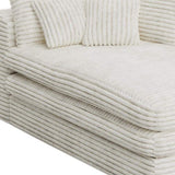 67" White Corduroy Right Hand Facing Chaise Lounge Chair - HomeRoots - Flyclothing LLC