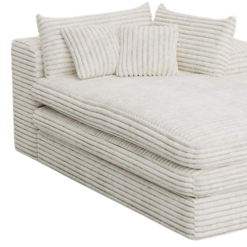 67" White Corduroy Right Hand Facing Chaise Lounge Chair - HomeRoots - Flyclothing LLC
