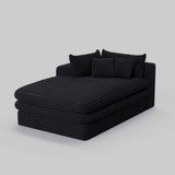 67" Black Corduroy Left Hand Facing Chaise Lounge Chair - HomeRoots - Flyclothing LLC