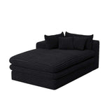 67" Black Corduroy Left Hand Facing Chaise Lounge Chair - HomeRoots - Flyclothing LLC