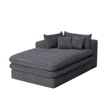 67" Gray Corduroy Left Hand Facing Chaise Lounge Chair - HomeRoots - Flyclothing LLC