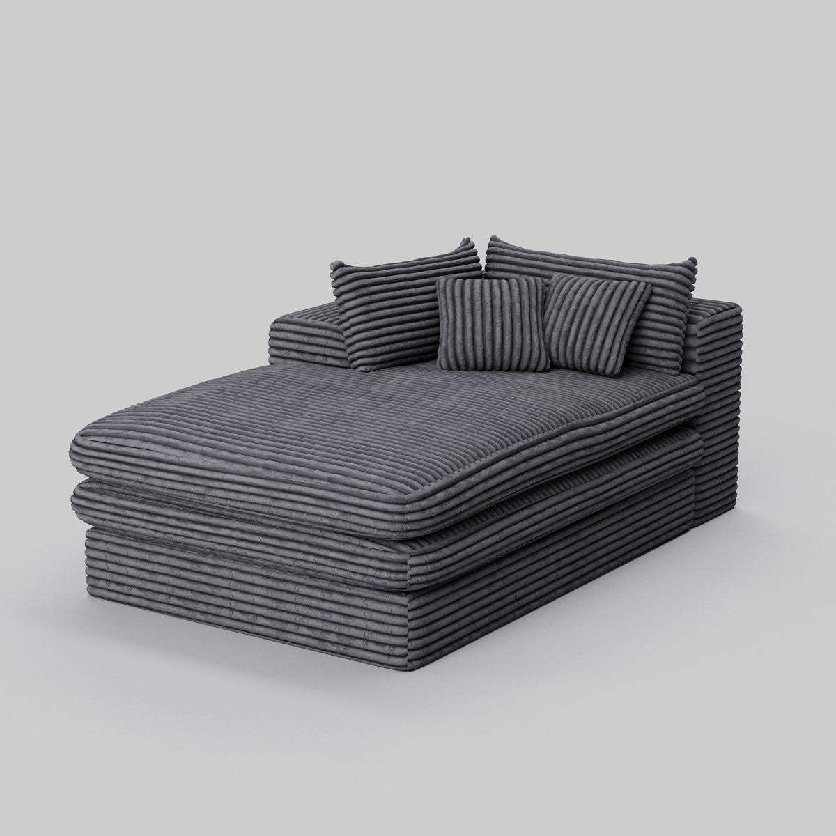 67" Gray Corduroy Left Hand Facing Chaise Lounge Chair - HomeRoots - Flyclothing LLC