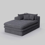 67" Gray Corduroy Left Hand Facing Chaise Lounge Chair - HomeRoots - Flyclothing LLC