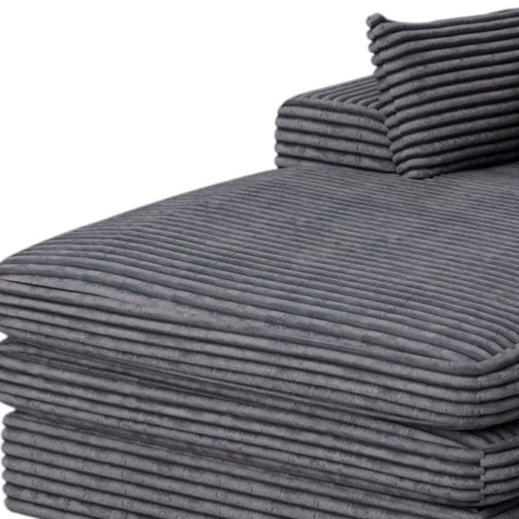 67" Gray Corduroy Left Hand Facing Chaise Lounge Chair - HomeRoots - Flyclothing LLC