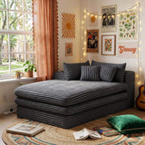67" Gray Corduroy Left Hand Facing Chaise Lounge Chair - HomeRoots - Flyclothing LLC
