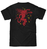 Fireball Whisky Left Chest Front and Back Dragon Mascot Logo T-Shirt - Black