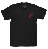 Fireball Whisky Left Chest Front and Back Dragon Mascot Logo T-Shirt - Black