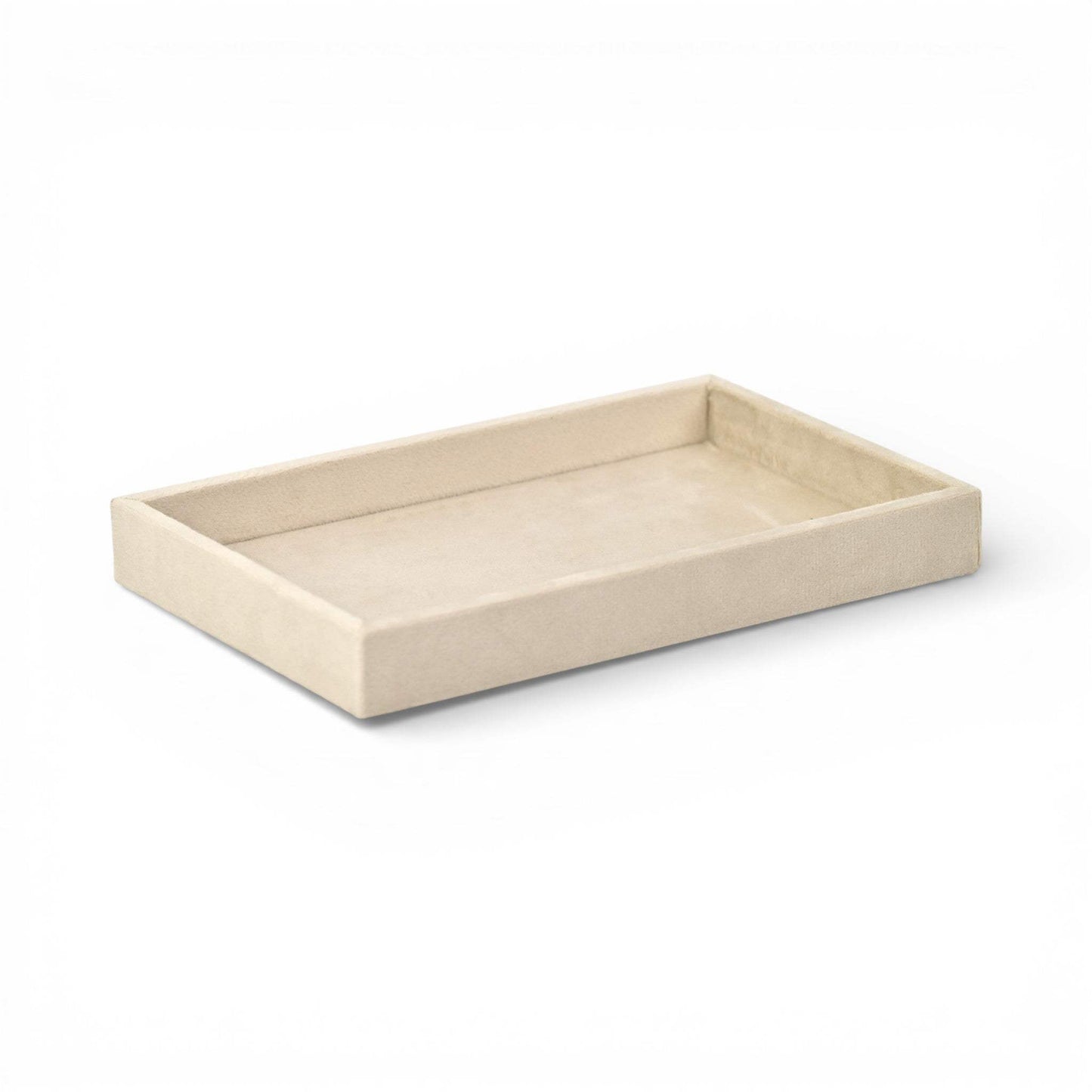 9" Cream Wood And Velvet Handmade Trinket Tray - HomeRoots - Flyclothing LLC