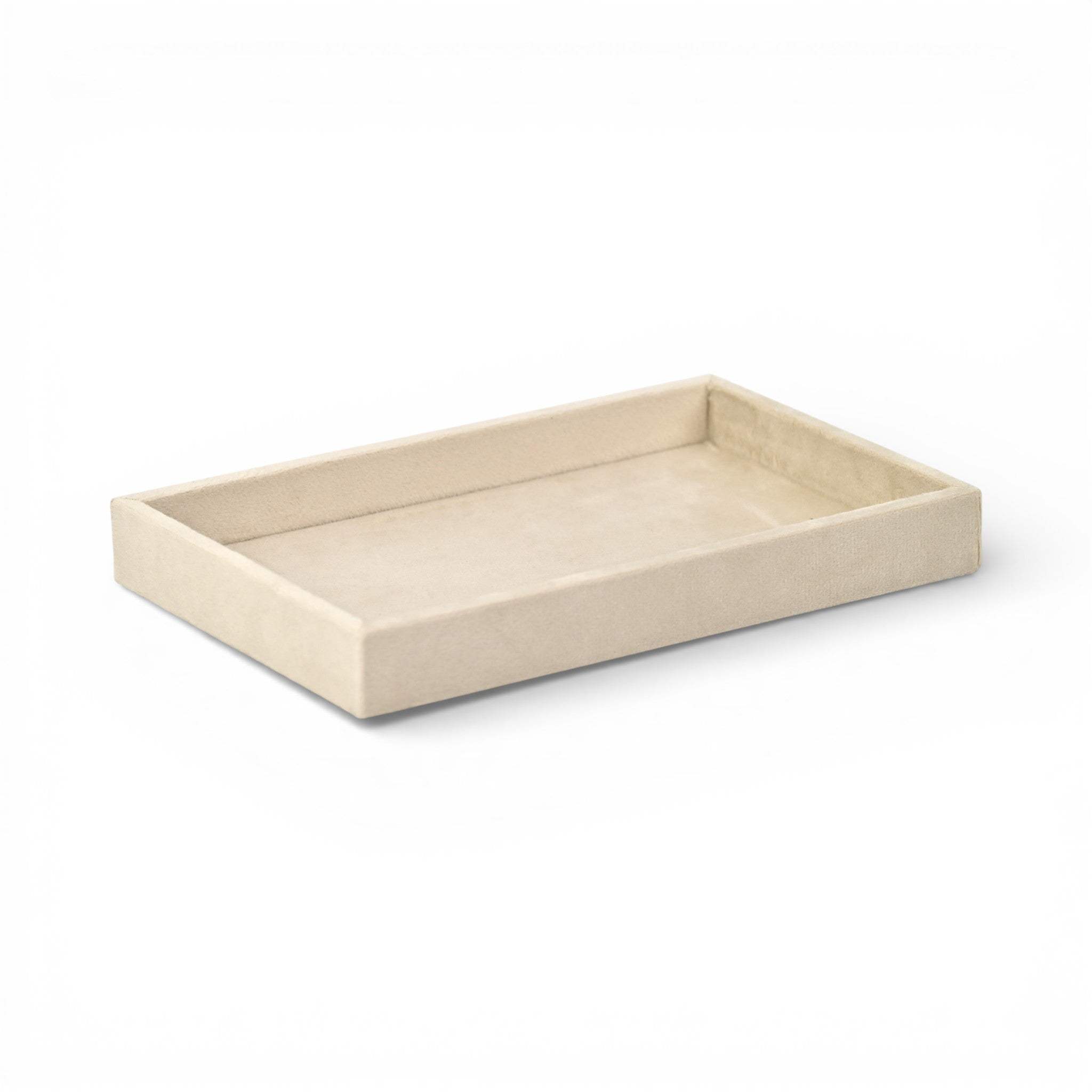 9" Cream Wood And Velvet Handmade Trinket Tray - HomeRoots - Flyclothing LLC