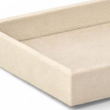 9" Cream Wood And Velvet Handmade Trinket Tray - HomeRoots - Flyclothing LLC