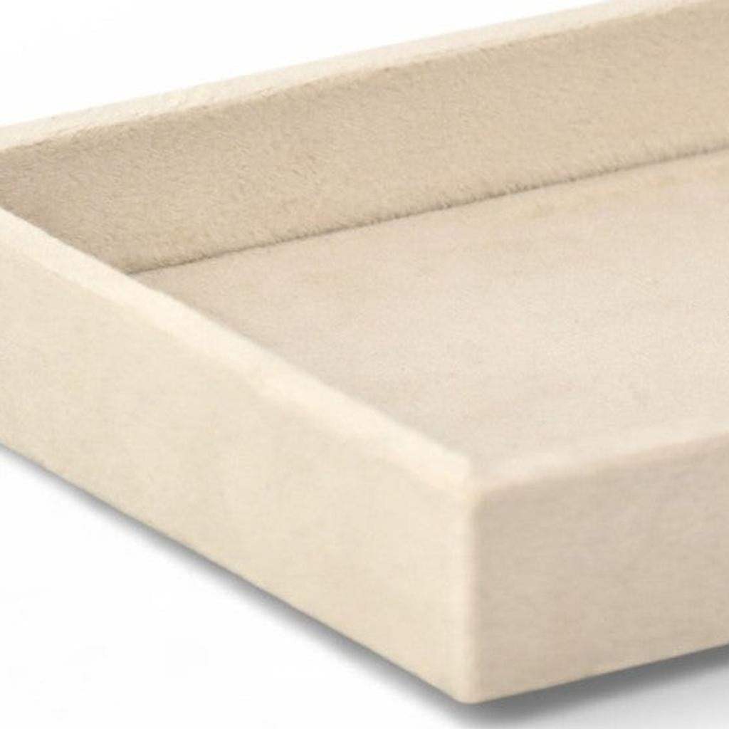 9" Cream Wood And Velvet Handmade Trinket Tray - HomeRoots - Flyclothing LLC