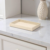 9" Cream Wood And Velvet Handmade Trinket Tray - HomeRoots - Flyclothing LLC