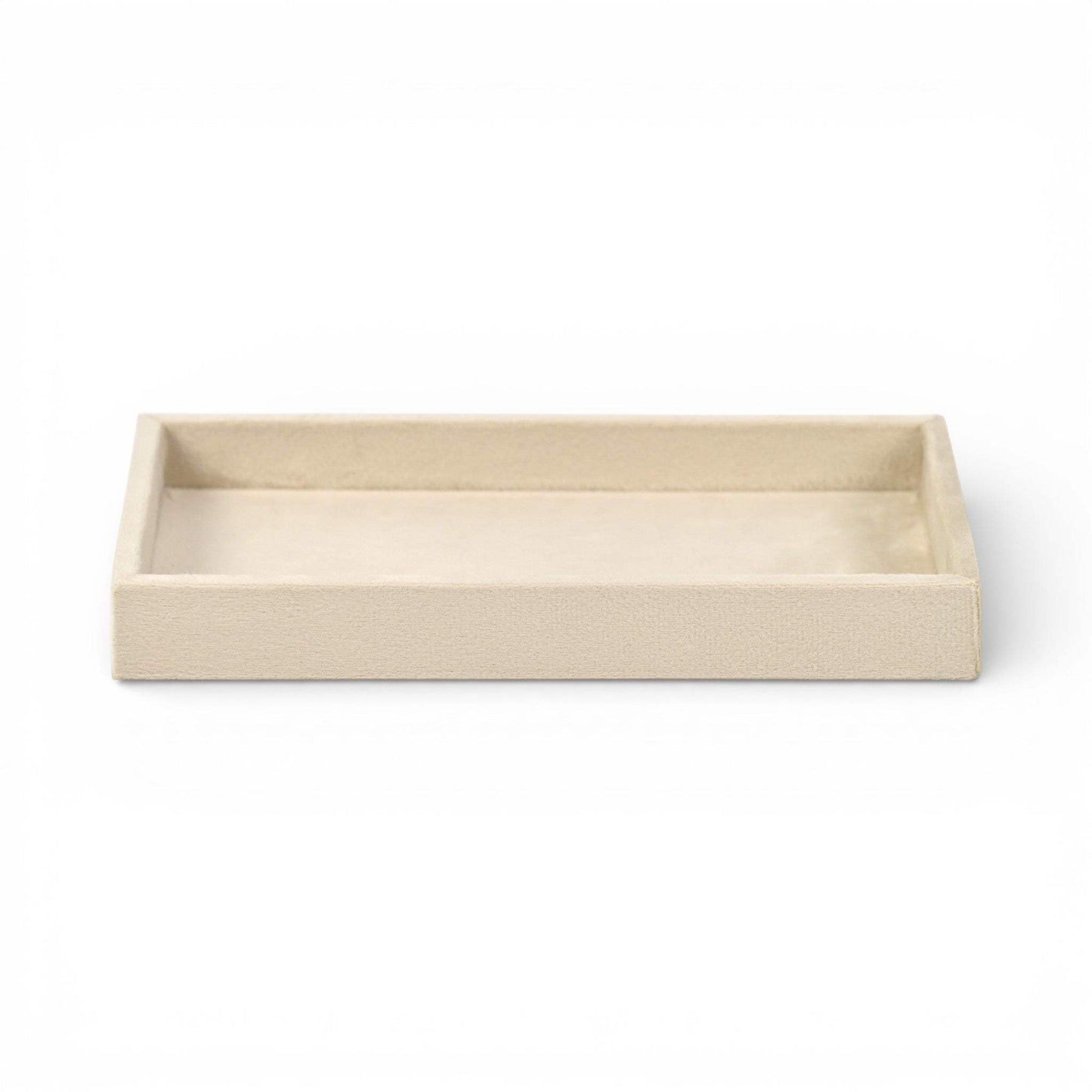 9" Cream Wood And Velvet Handmade Trinket Tray - HomeRoots - Flyclothing LLC