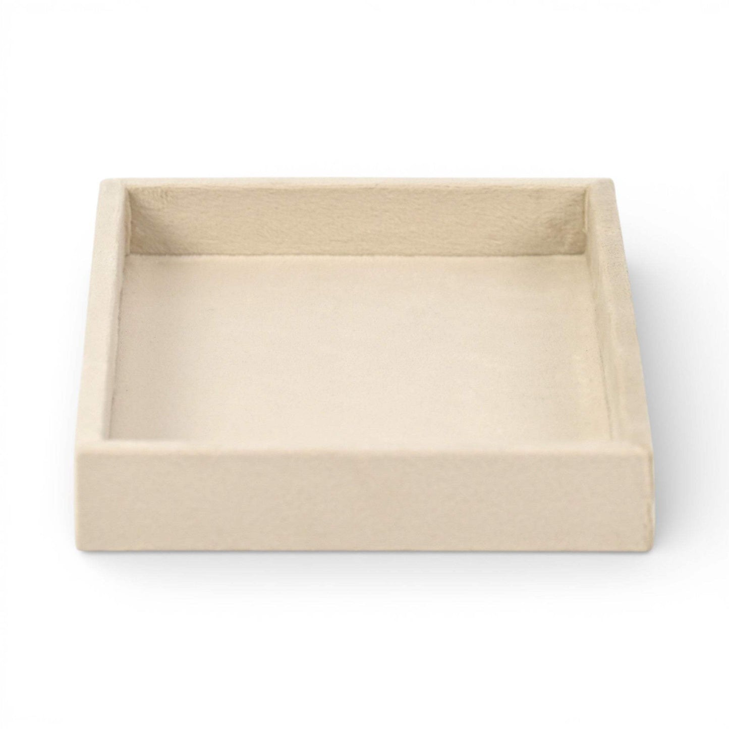 9" Cream Wood And Velvet Handmade Trinket Tray - HomeRoots - Flyclothing LLC