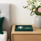 9" Green Wood And Velvet Handmade Trinket Tray - HomeRoots - Flyclothing LLC