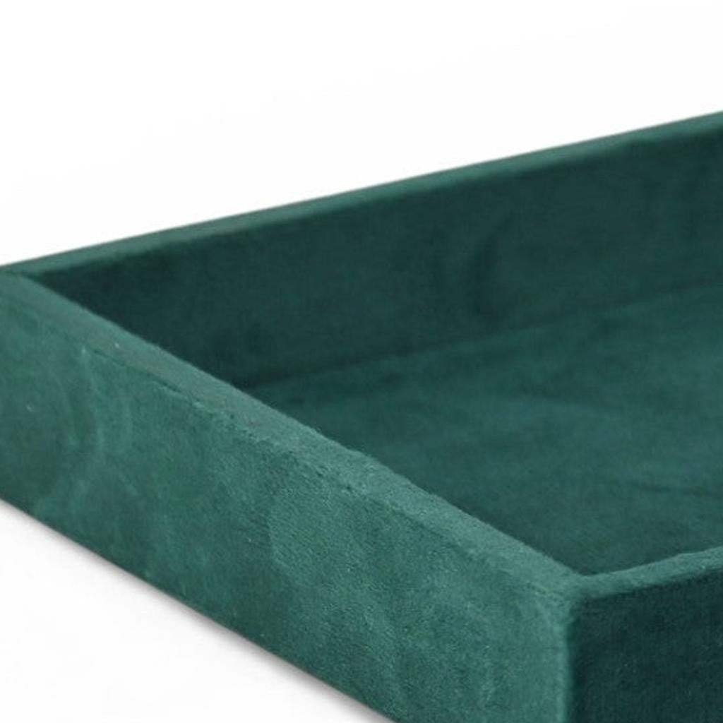 9" Green Wood And Velvet Handmade Trinket Tray - HomeRoots - Flyclothing LLC