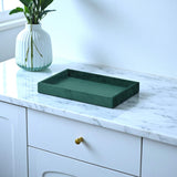 9" Green Wood And Velvet Handmade Trinket Tray - HomeRoots - Flyclothing LLC
