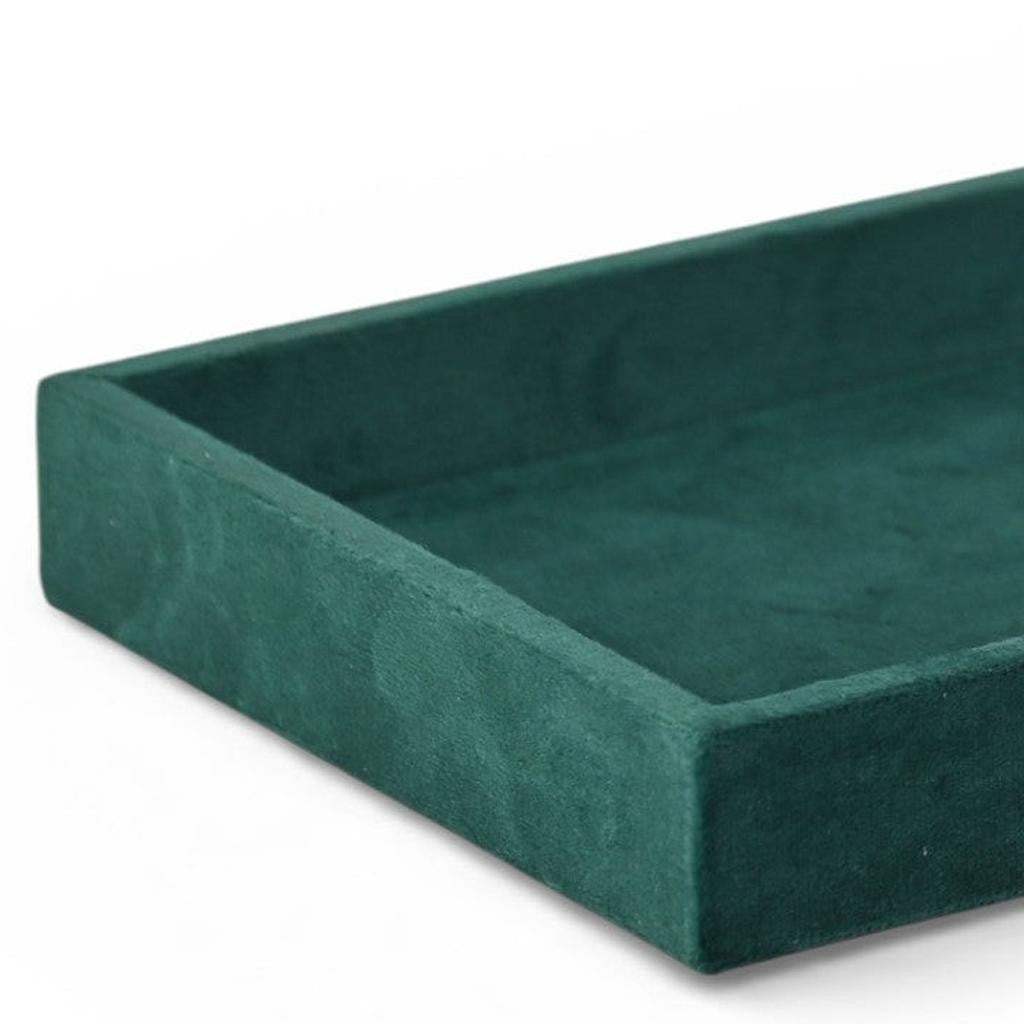 9" Green Wood And Velvet Handmade Trinket Tray - HomeRoots - Flyclothing LLC