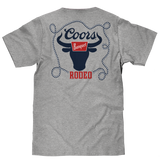 Coors Banquet Beer Rodeo Bull Front and Back Print T-Shirt - Athletic Gray Heather