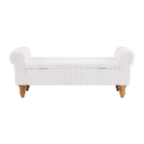 55" White and Brown Corduroy and Solid Wood Upholstered Storage Bench With Flip Top - HomeRoots - Flyclothing LLC