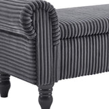 55" Dark Gray Corduroy and Solid Wood Upholstered Storage Bench With Flip Top - HomeRoots - Flyclothing LLC