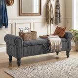 55" Dark Gray Corduroy and Solid Wood Upholstered Storage Bench With Flip Top - HomeRoots - Flyclothing LLC