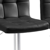 Set of Two Black and Silver Faux Leather and Aluminum Adjustable Height Swivel Bar Chairs - HomeRoots - Flyclothing LLC