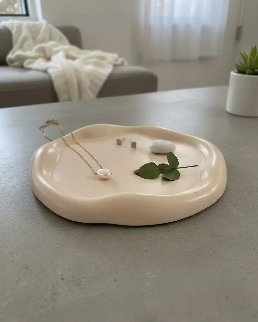7" Peach Resin Handmade Round Trinket Tray - Homeroots - Flyclothing LLC