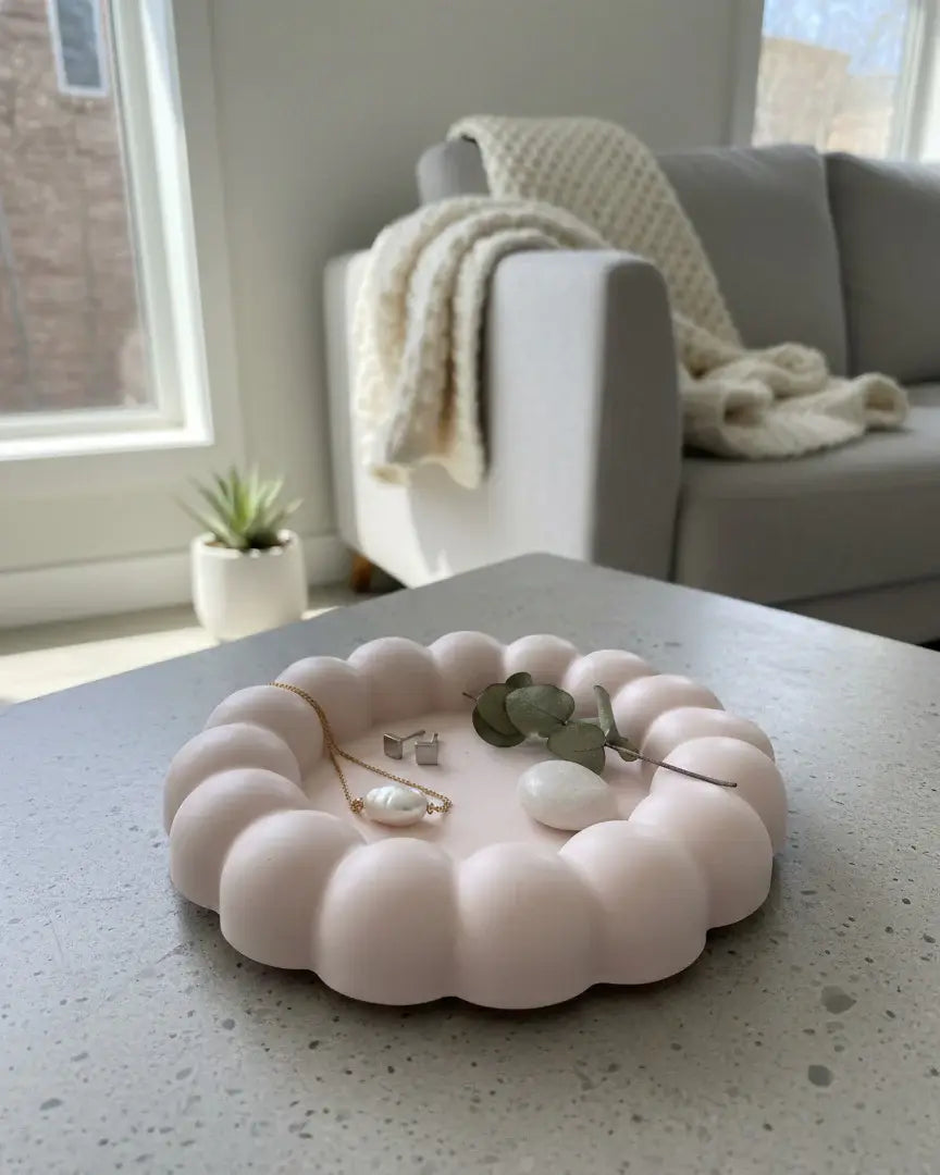 5" Pale Pink Resin Handmade Round Trinket Tray - Homeroots - Flyclothing LLC