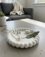 6" White Resin Handmade Round Trinket Tray - Homeroots - Flyclothing LLC