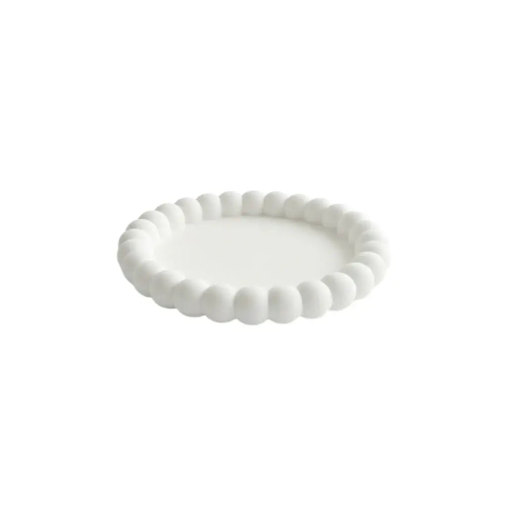 6" White Resin Handmade Round Trinket Tray - Homeroots - Flyclothing LLC