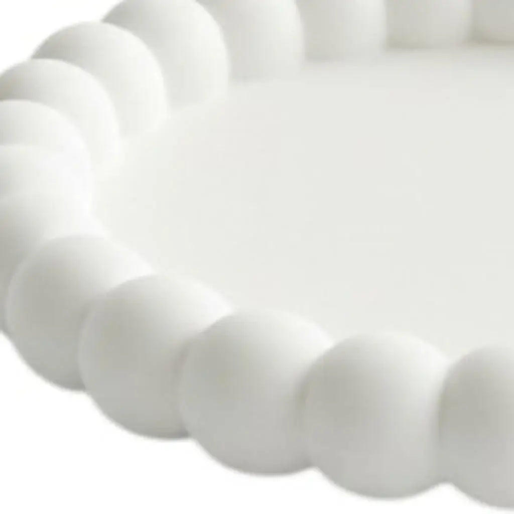 6" White Resin Handmade Round Trinket Tray - Homeroots - Flyclothing LLC